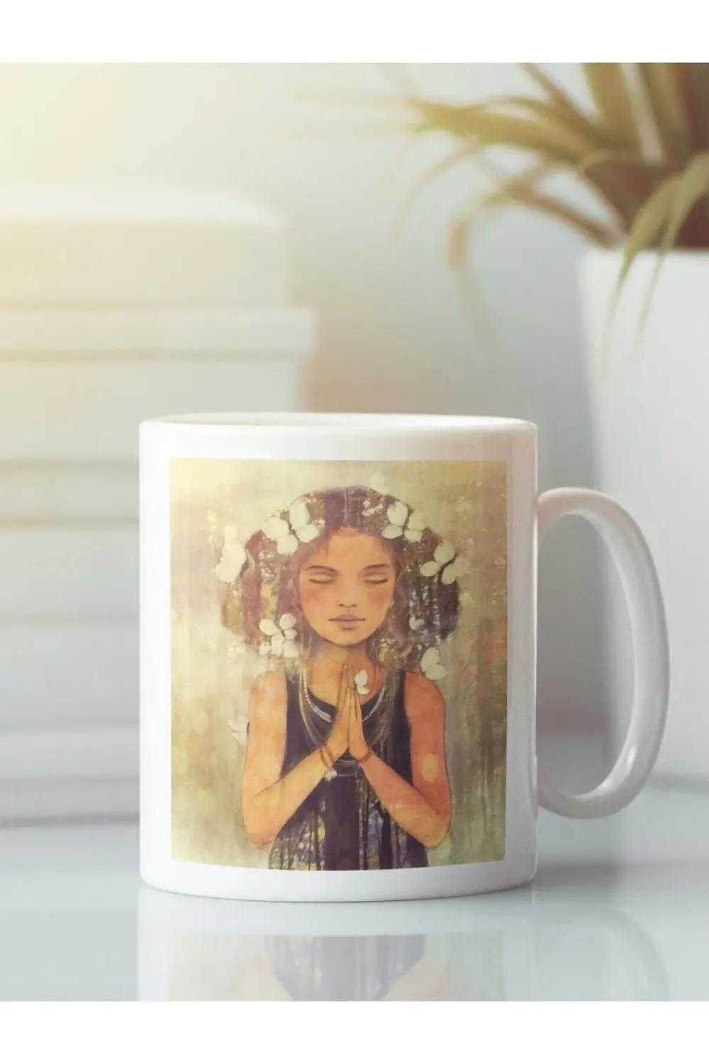 Beyaz Kupa Bardak Yoga