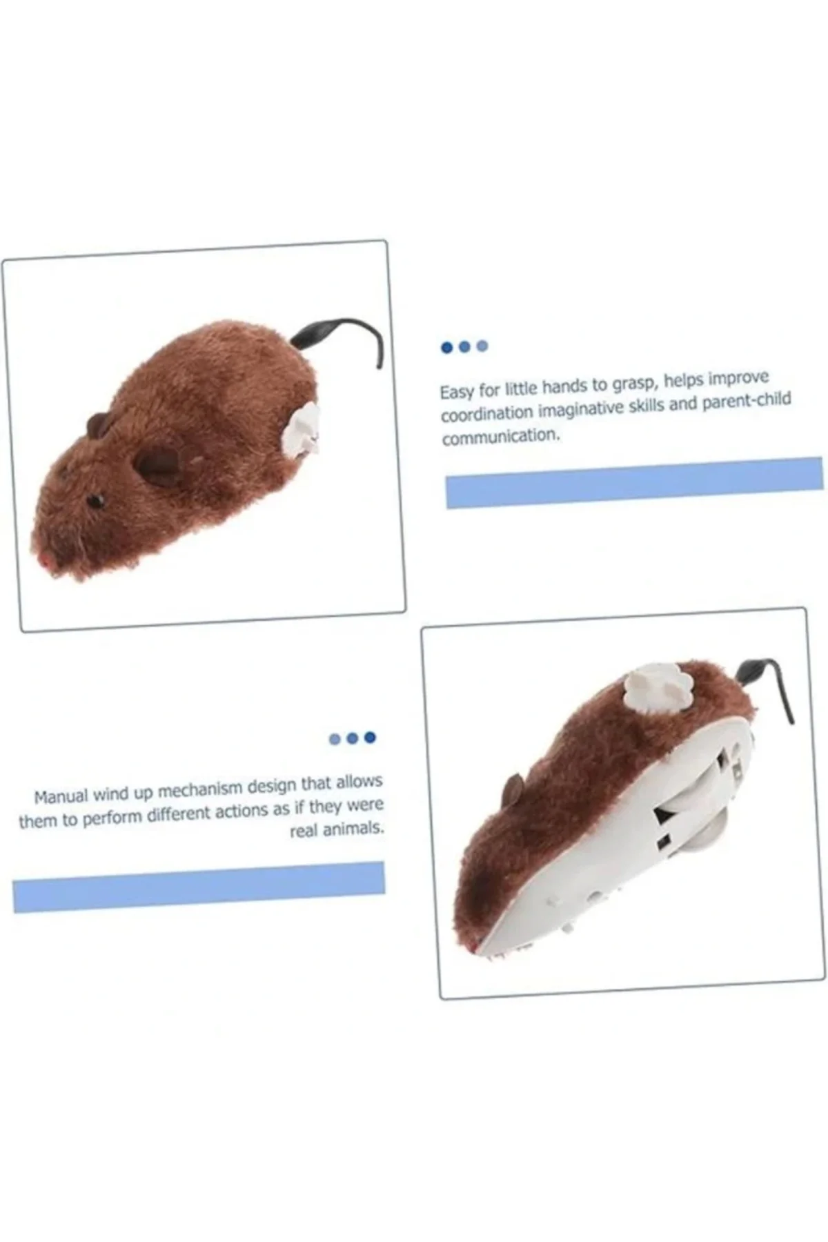 Beyaz Kurmalı Kedi Oyuncağı Hareketli Fare Şeklinde Peluş Oyuncak