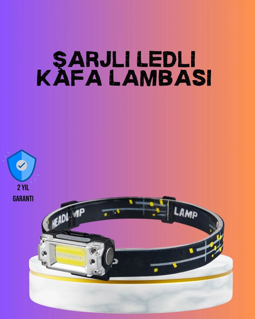 Beyaz Led Işık Sensörlü Kafa Lambası Lityum Batarya Led El Fenerli Şarjlı Diğer