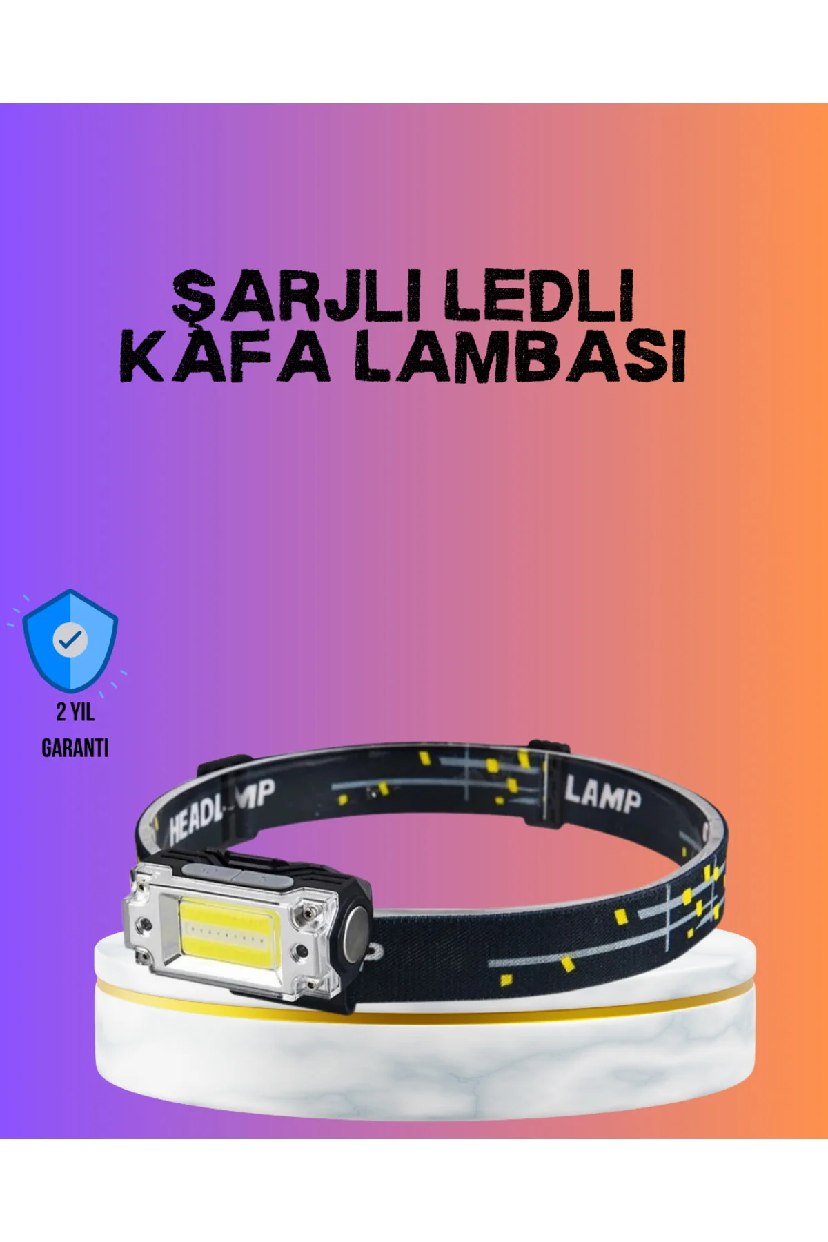 Beyaz Led Işık Sensörlü Kafa Lambası Lityum Batarya Led El Fenerl