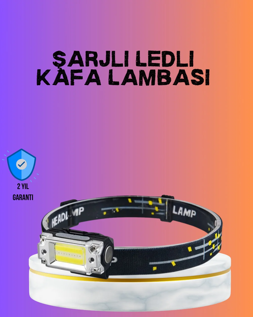 Beyaz Led Işık Sensörlü Kafa Lambası Lityum Batarya Led El Fenerli Şarjlı - Lisinya Diğer