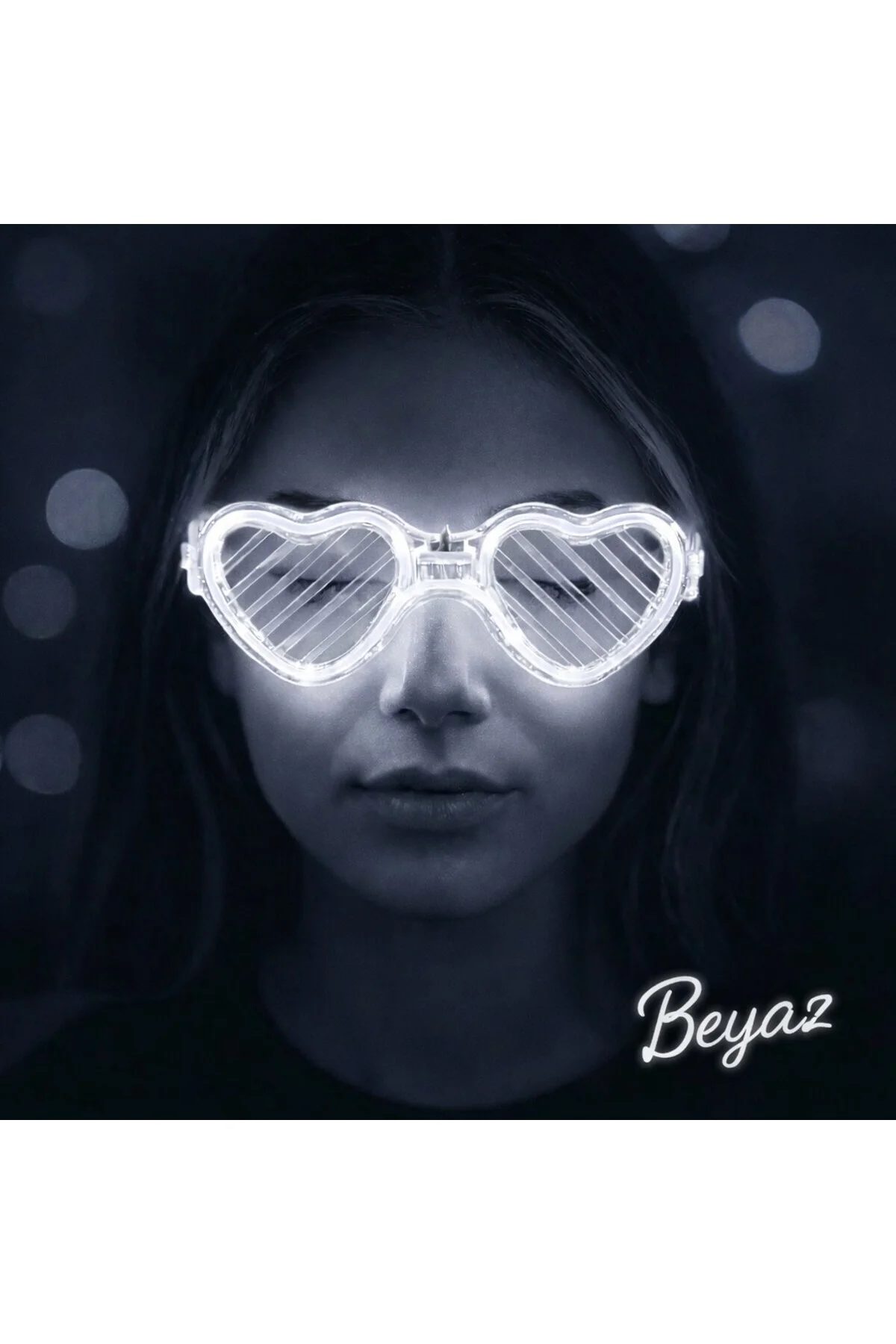 Beyaz LED Işıklı Kalp Gözlük – 3 Modlu Parti & Glow Gözlüğü Beyaz LED Işıklı Kalp Gözlük – 3 Modlu Parti & Glow Gözlüğü