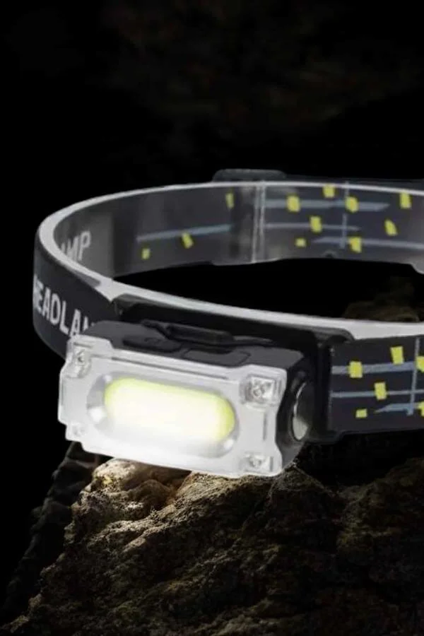Beyaz LED Sensörlü Kafa Lambası - Şarjlı El Feneri 215 Lumen