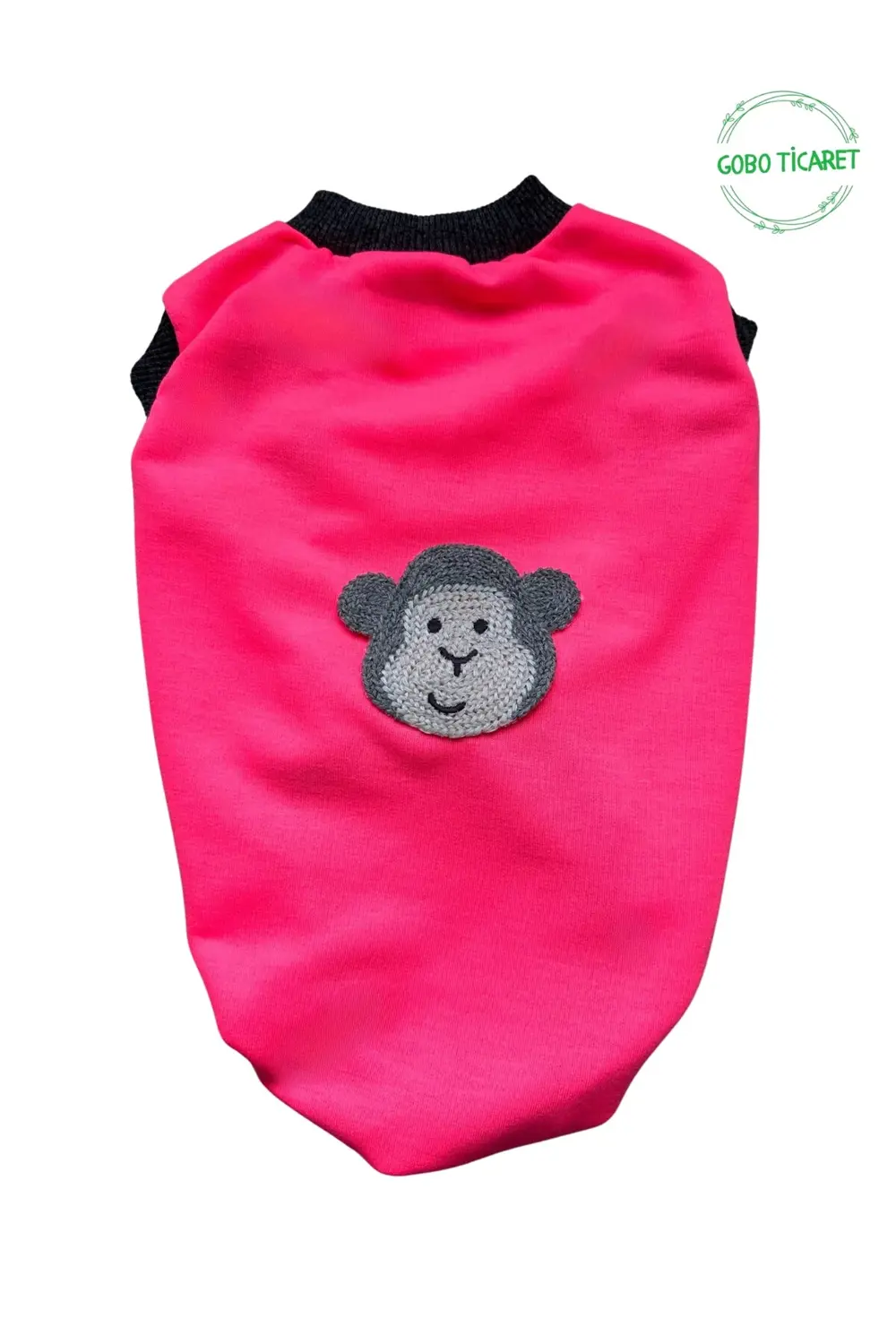 Beyaz Maymun Aksesuarlı Fosforlu Pembe Kedi Köpek Kıyafeti Elbise