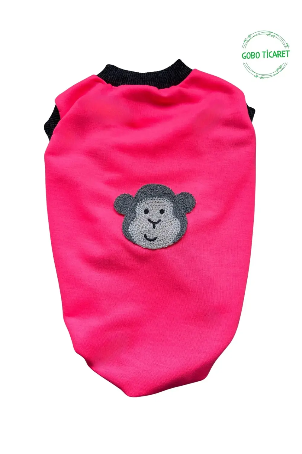Beyaz Maymun Aplikeli Farklı Renklerde Kedi Köpek Kıyafeti Elbise