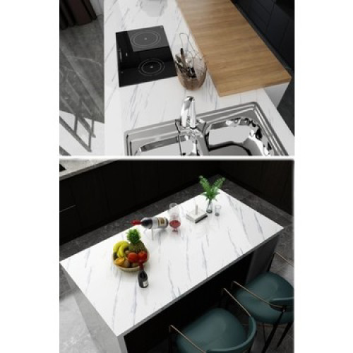 Woody Sofia Beyaz Mermer Desenli Yapışkanlı Tezgah Folyosu (3 Mt.X 60 Cm)