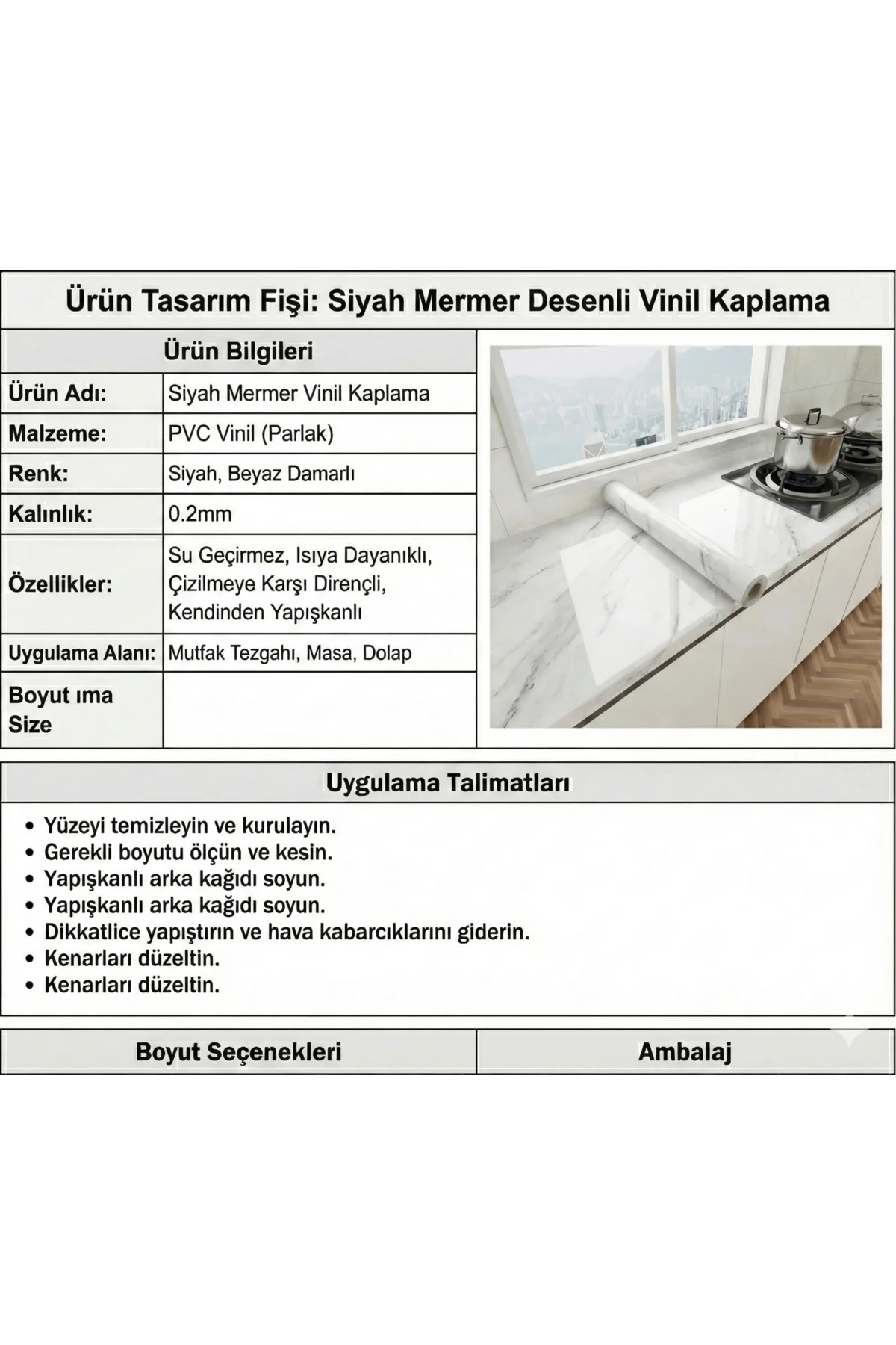 Beyaz Mermer Desenli Yapışkanlı Tezgah Folyosu (3 Mt.X 60 Cm) Beyaz Mermer Desenli Yapışkanlı Tezgah Folyosu (3 Mt.X 60 Cm) - Görsel 3