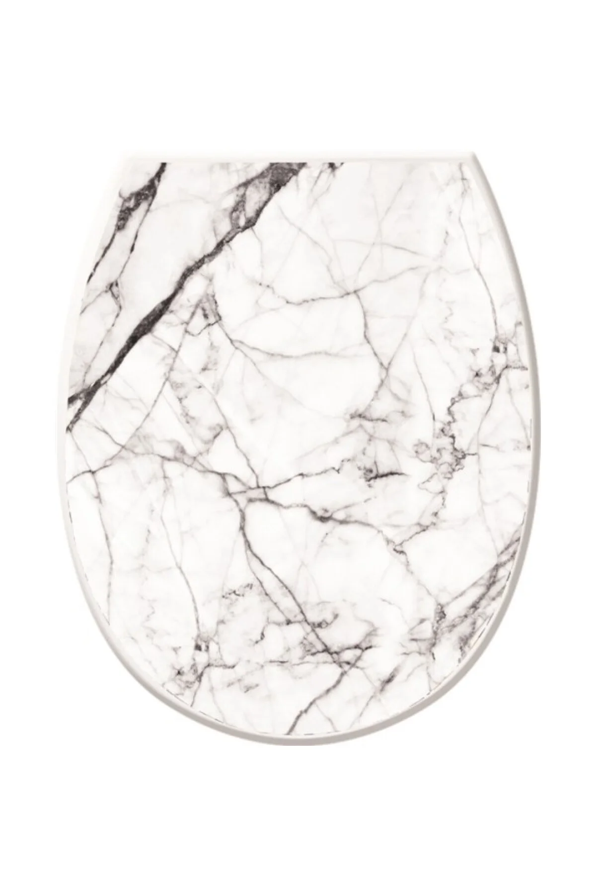 Beyaz Mermer Desenli Klozet Kapağı