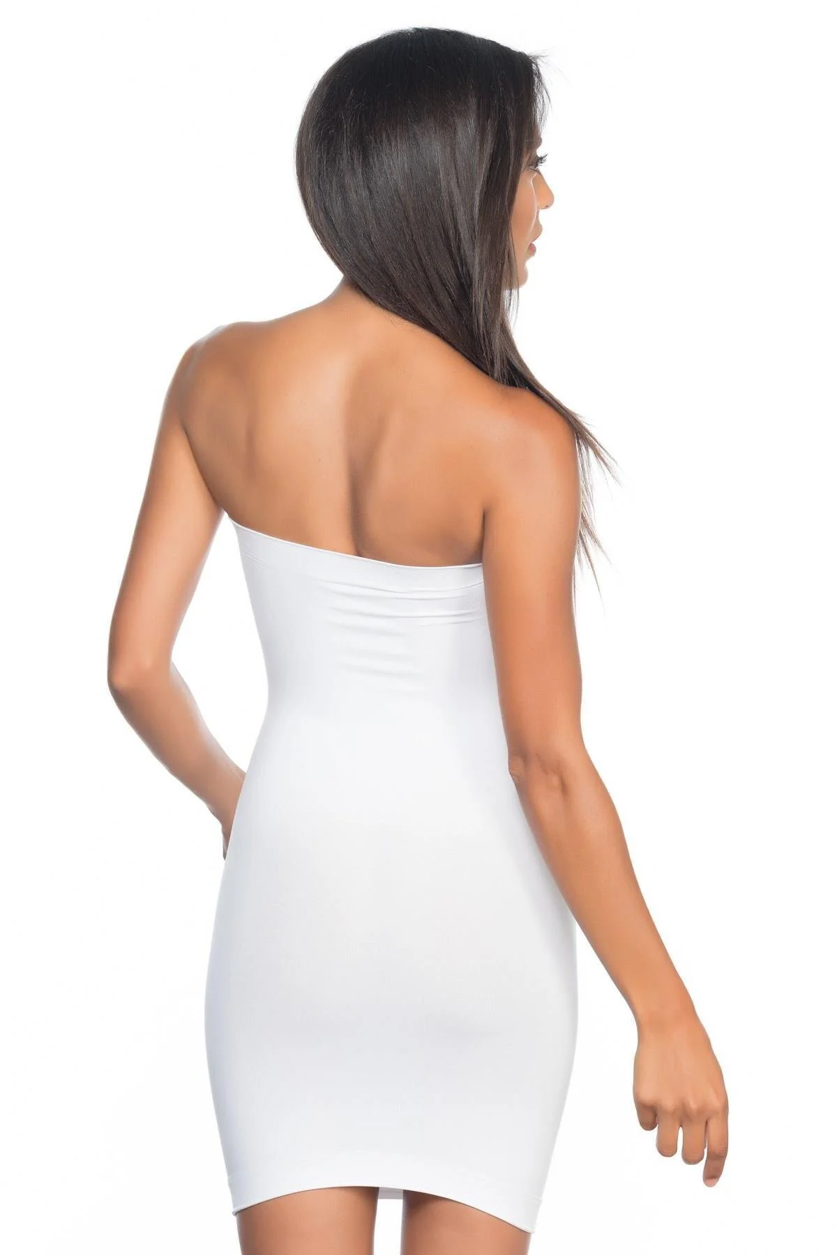 BEYAZ MI 5065 Straplez Elbise Korse