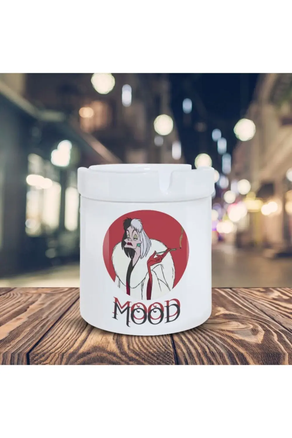 Beyaz Mood Küllük Cruella De Vil Cadı Baskılı Kül Tablası K-154