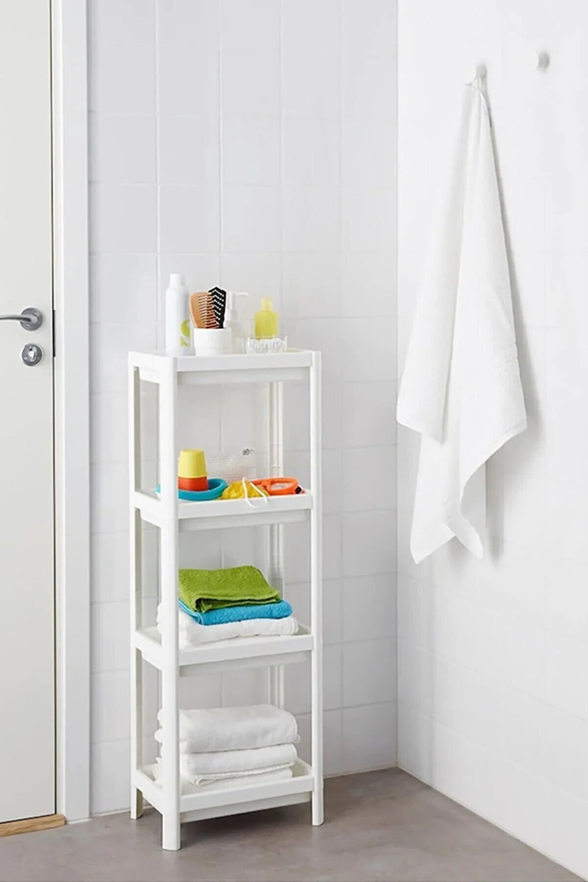 Beyaz Mutfak Banyo Raf Ünitesi 4 Katlı Plastik Çiçeklik Köşe Rafı