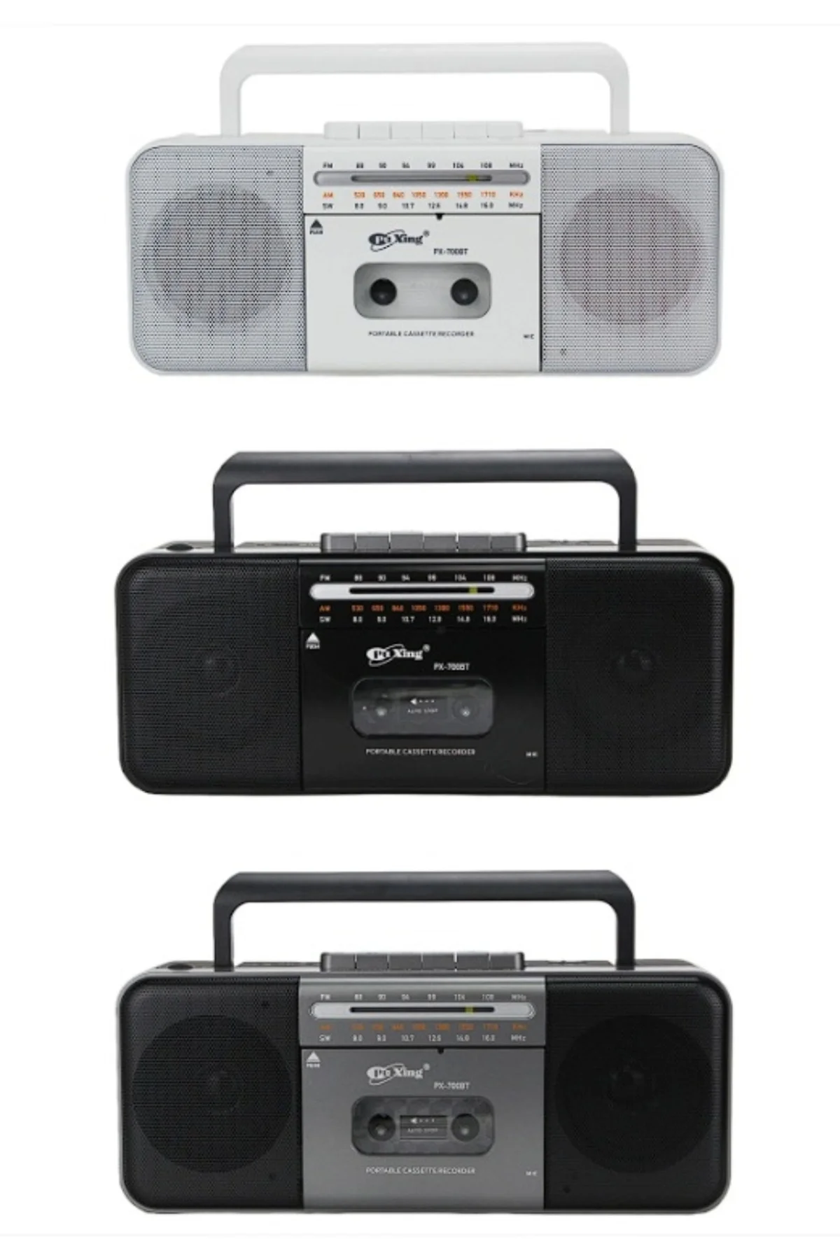 Beyaz nostaljik radyo Bluetooth bağlantılı FM radyo USB MP3 çalar kaset çalar 2 yıl garantili