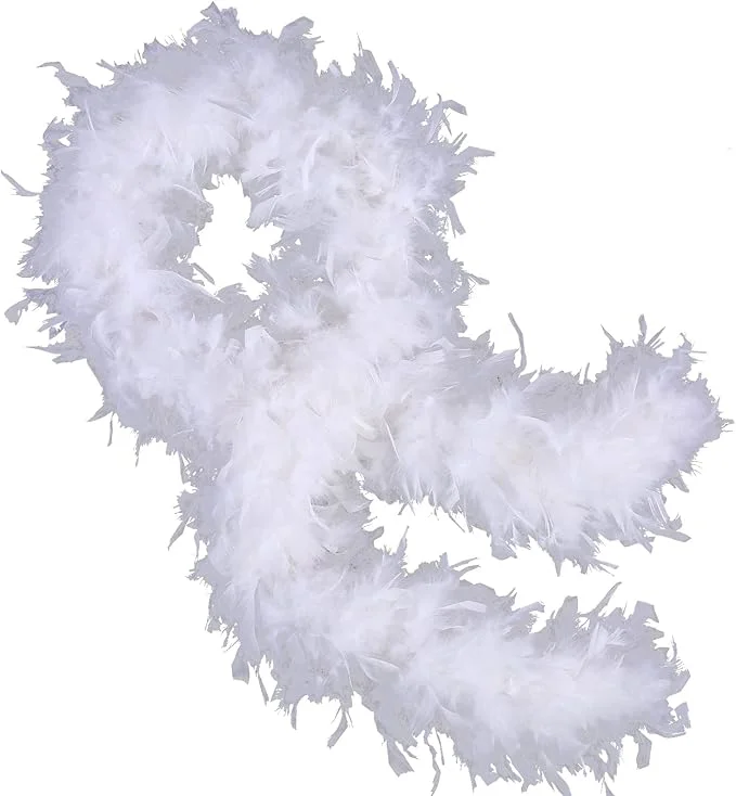 Beyaz Otriş Boa Tüy 6cm x 180-200cm - Kabarık Tüylü Şal & Kostüm Aksesuarı