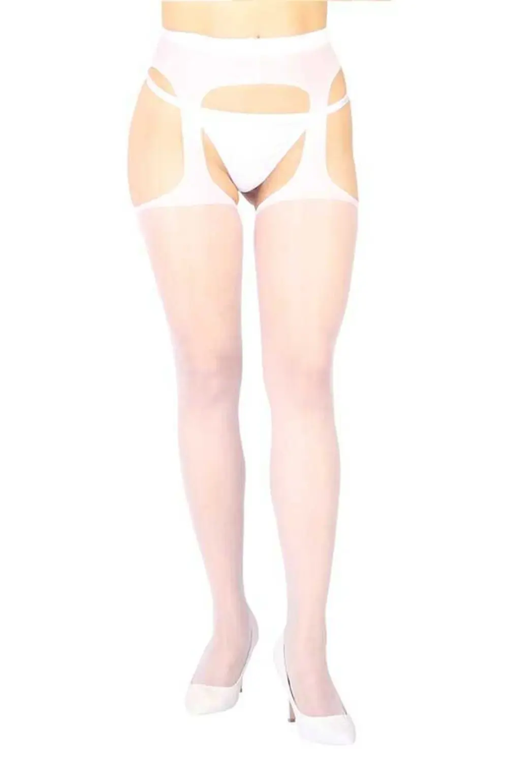 Pilelistore Beyaz Özel Bölgesi Açık Fantazi Külotlu Çorap Brf1054