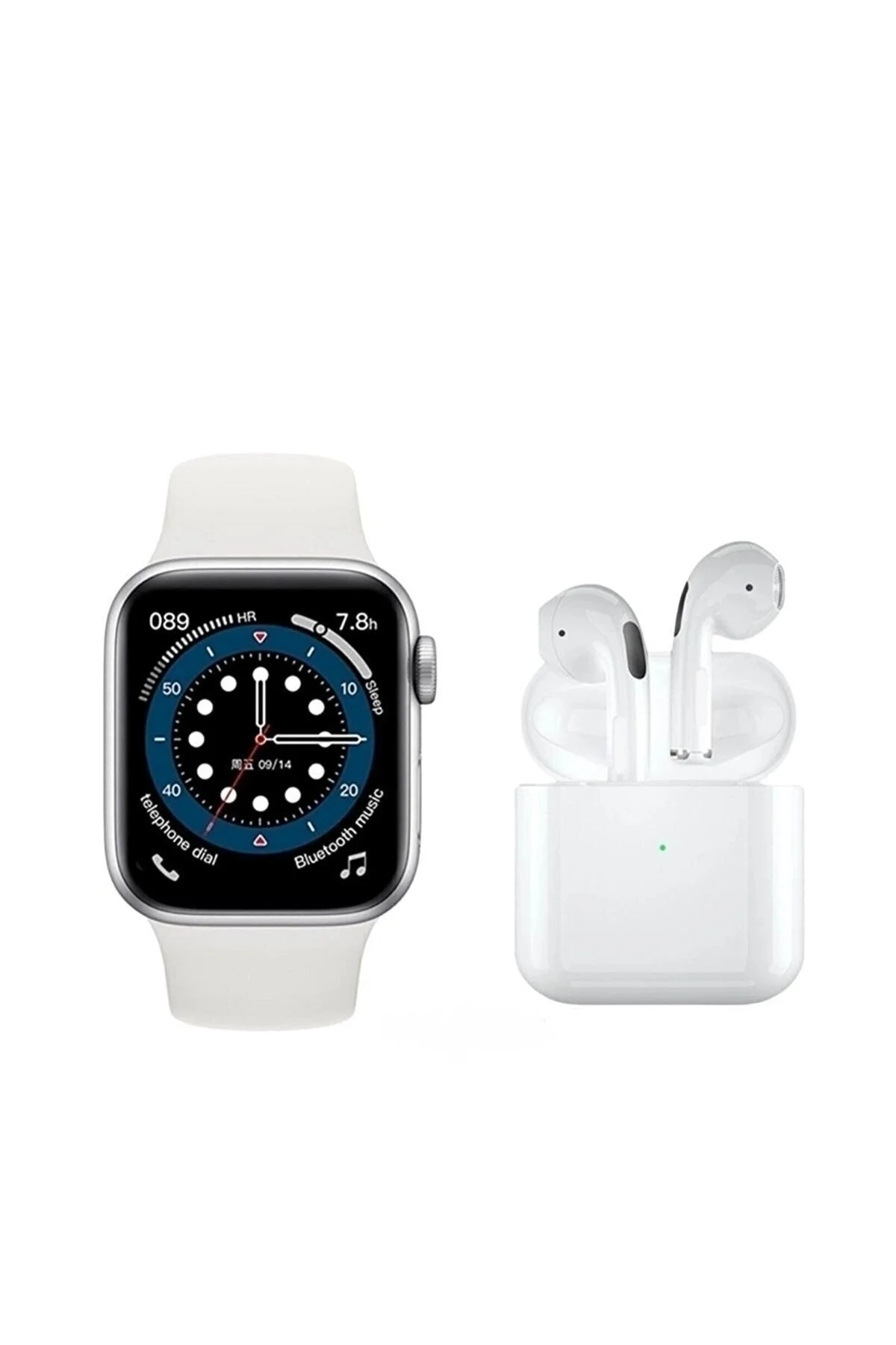Beyaz Pembe Akıllı Saat, Nabız ve Uyku Takibi, Sesli Görüşme, Suya Dayanıklı, Silikon Kordonlu