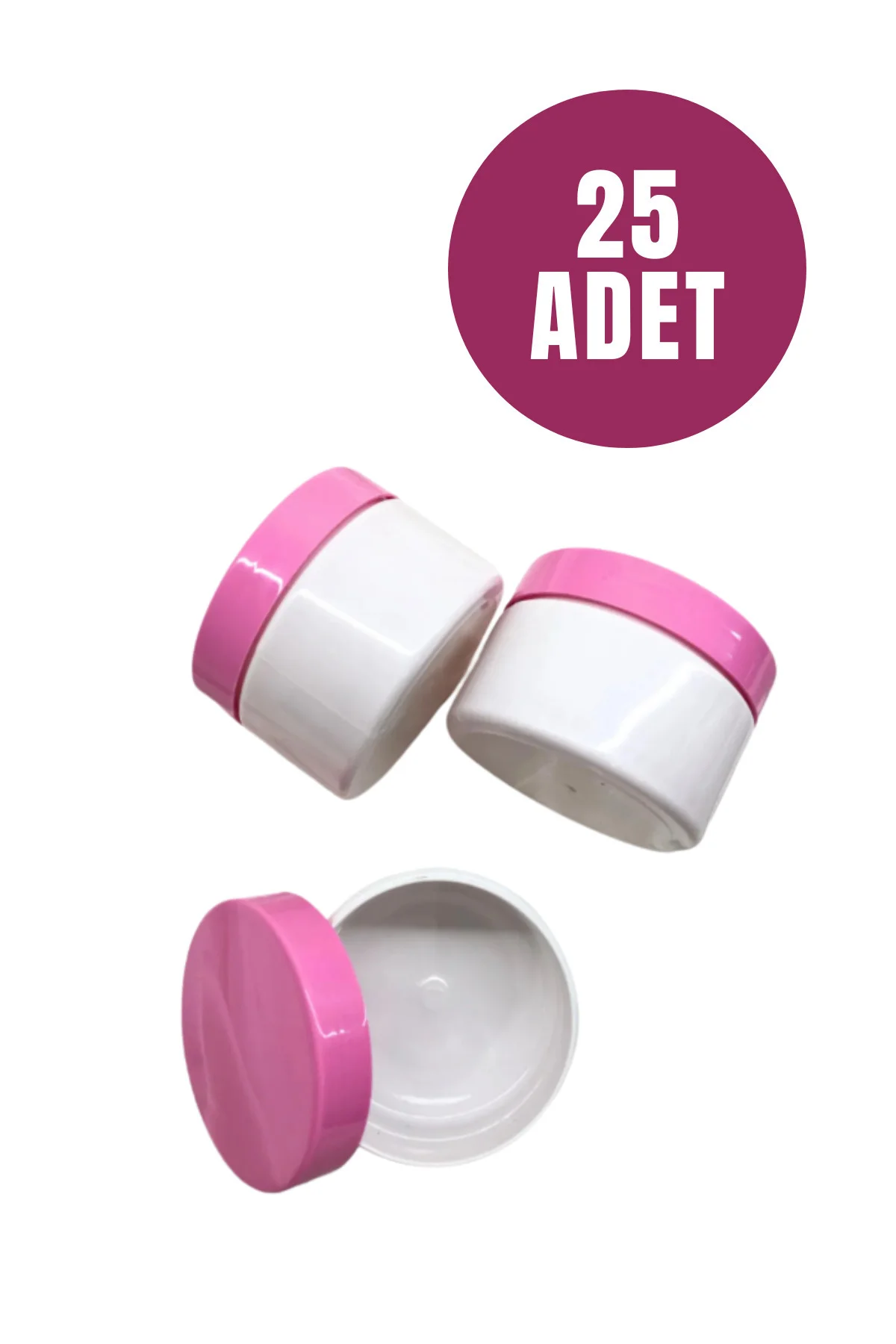 Beyaz Pembe Boş Krem Kutusu 25 ML Seyahat Boy Mini Organizer Şamp