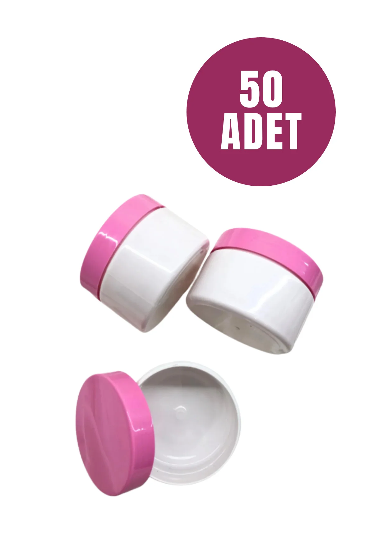 Beyaz Pembe Boş Krem Kutusu 25 ML Seyahat Boy Mini Organizer Şamp