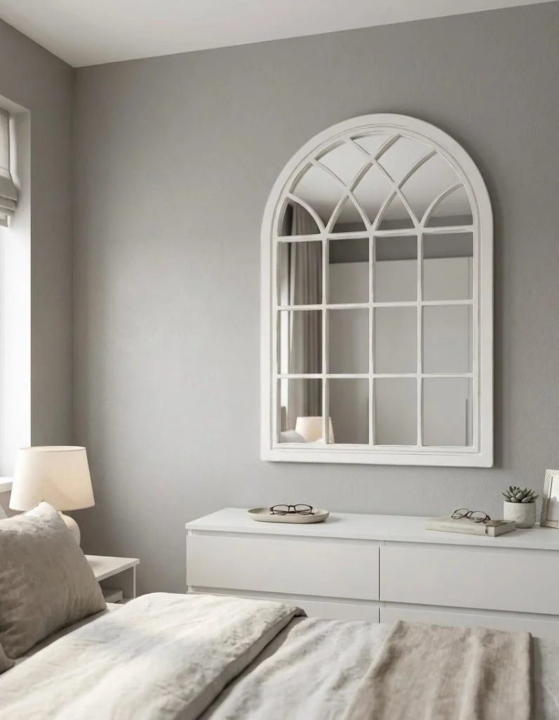 Beyaz Pencere Model Dekoratif Duvar Aynası Modern, Country, İskan Beyaz Pencere Model Dekoratif Duvar Aynası Modern, Country, İskan