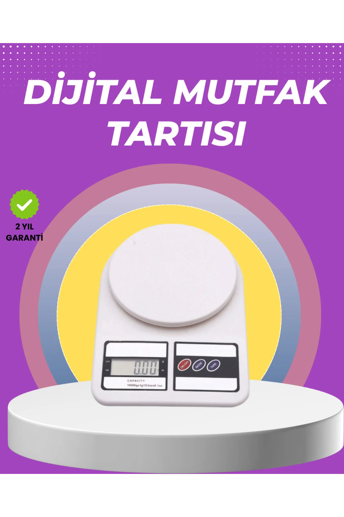 Beyaz Plastik Dijital Mutfak Tartısı – 24x16.8x1.5cm