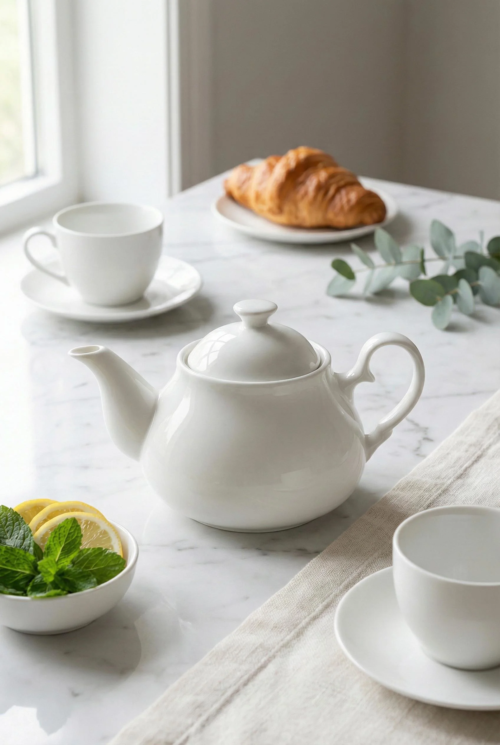 Beyaz Porselen Demlik 750 ml – Çay Saati ve Kahvaltı Sunumu