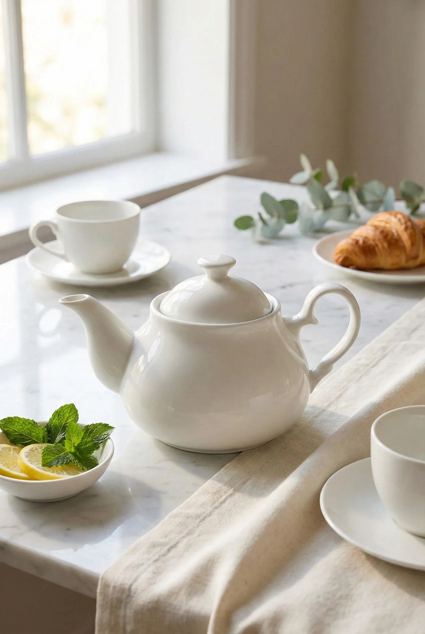 Beyaz Porselen Demlik 750 ml – Çay Saati ve Kahvaltı Sunumu