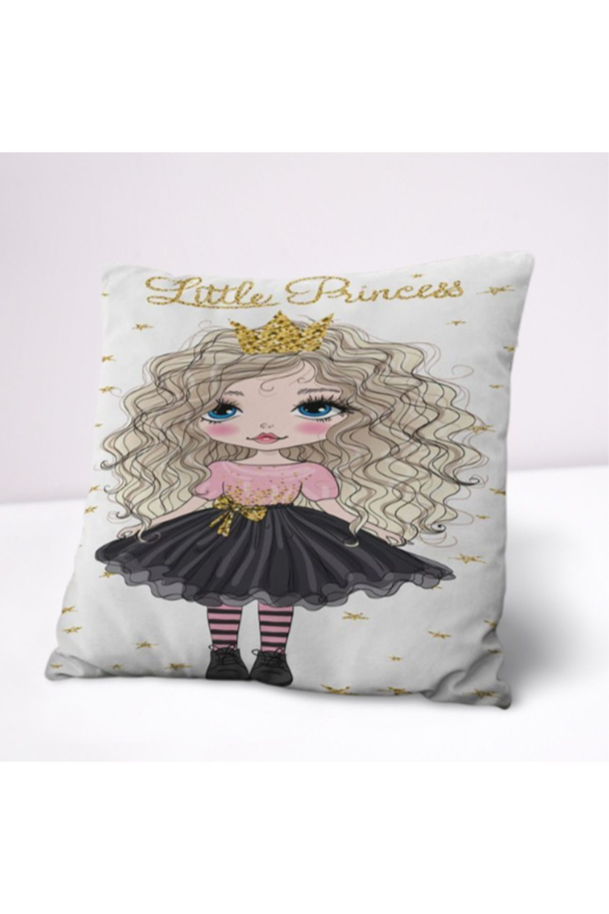 Evan Home Beyaz Princess Desenli Çocuk Odası Takım Perde (İki Kanat),Yatak Örtüsü,Yastık,Kırlent ,Halı,Tablo