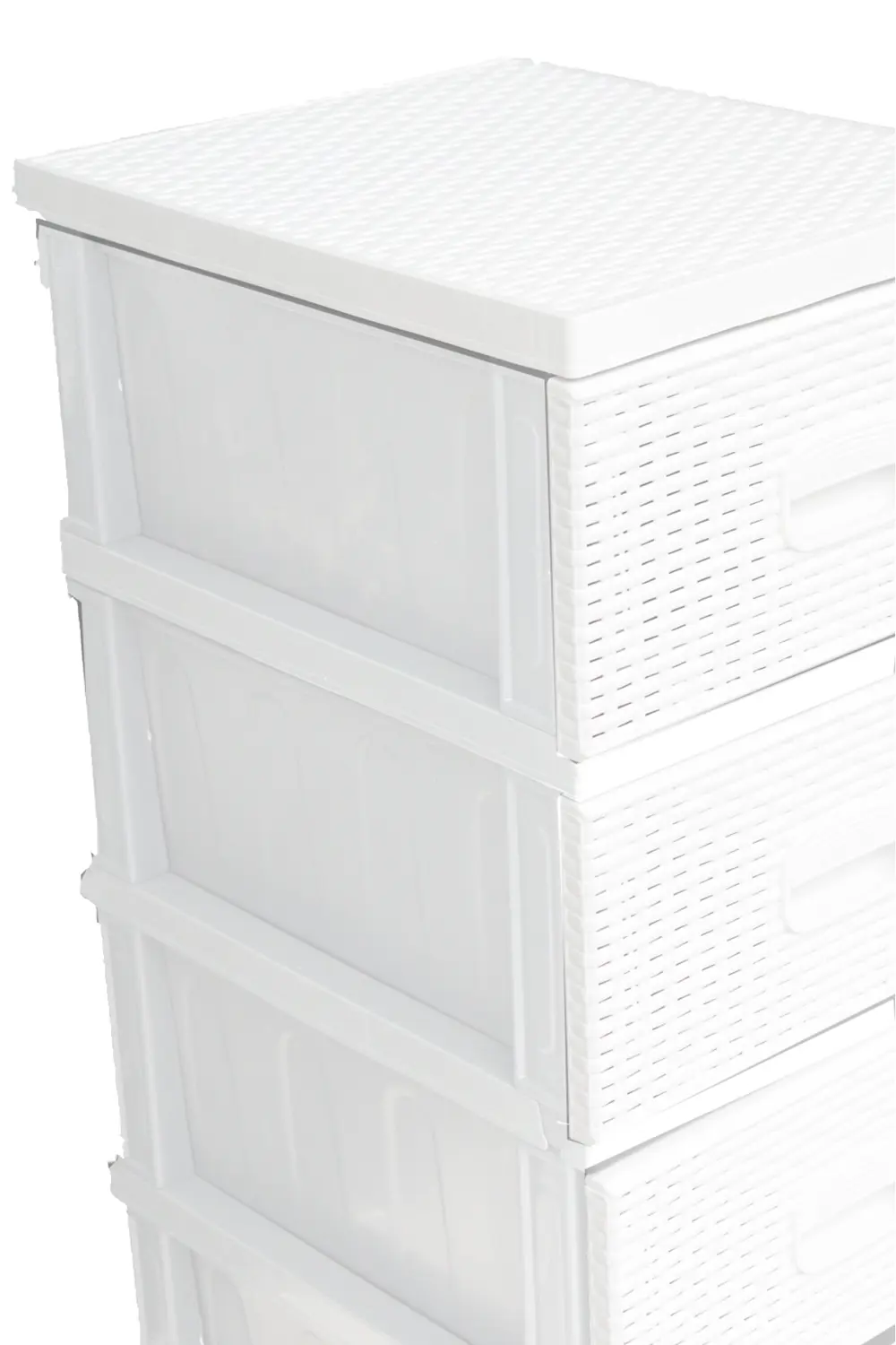 Ferah Plastik Beyaz Raddan Komodin 4 Çekmeceli Büyük Boy Modern Tasarım Plastik