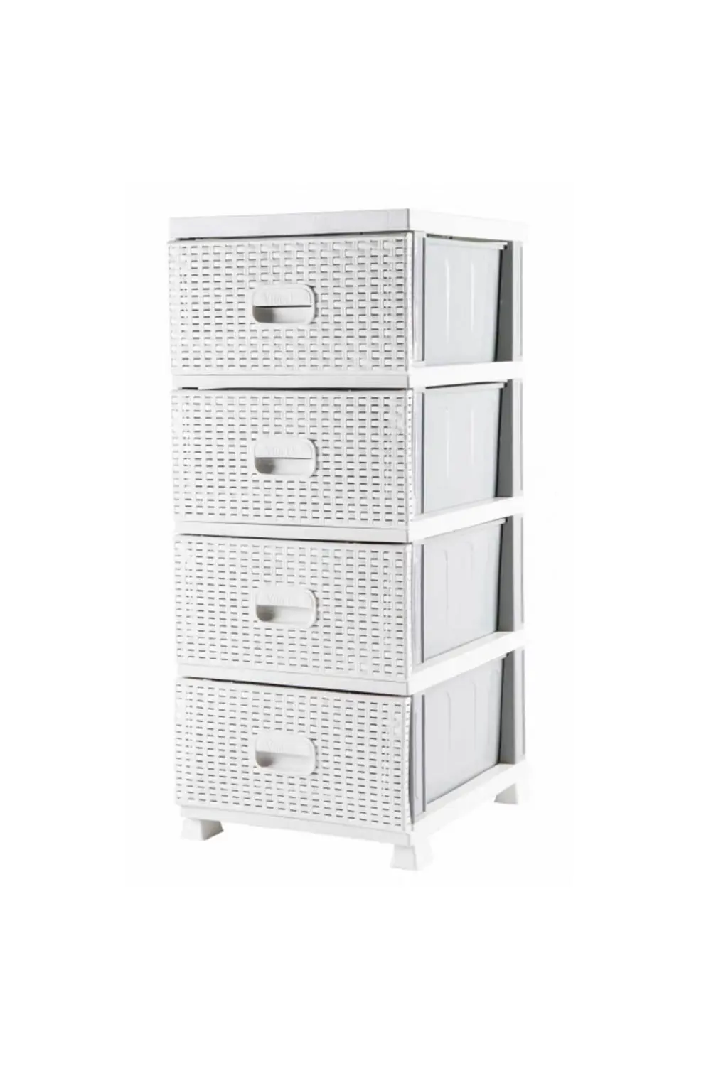 Ferah Plastik Beyaz Raddan Komodin 4 Çekmeceli Büyük Boy Modern Tasarım Plastik