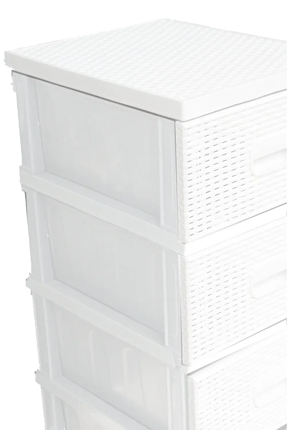 Ferah Plastik Beyaz Raddan Komodin 4 Çekmeceli Büyük Boy Modern Tasarım Plastik