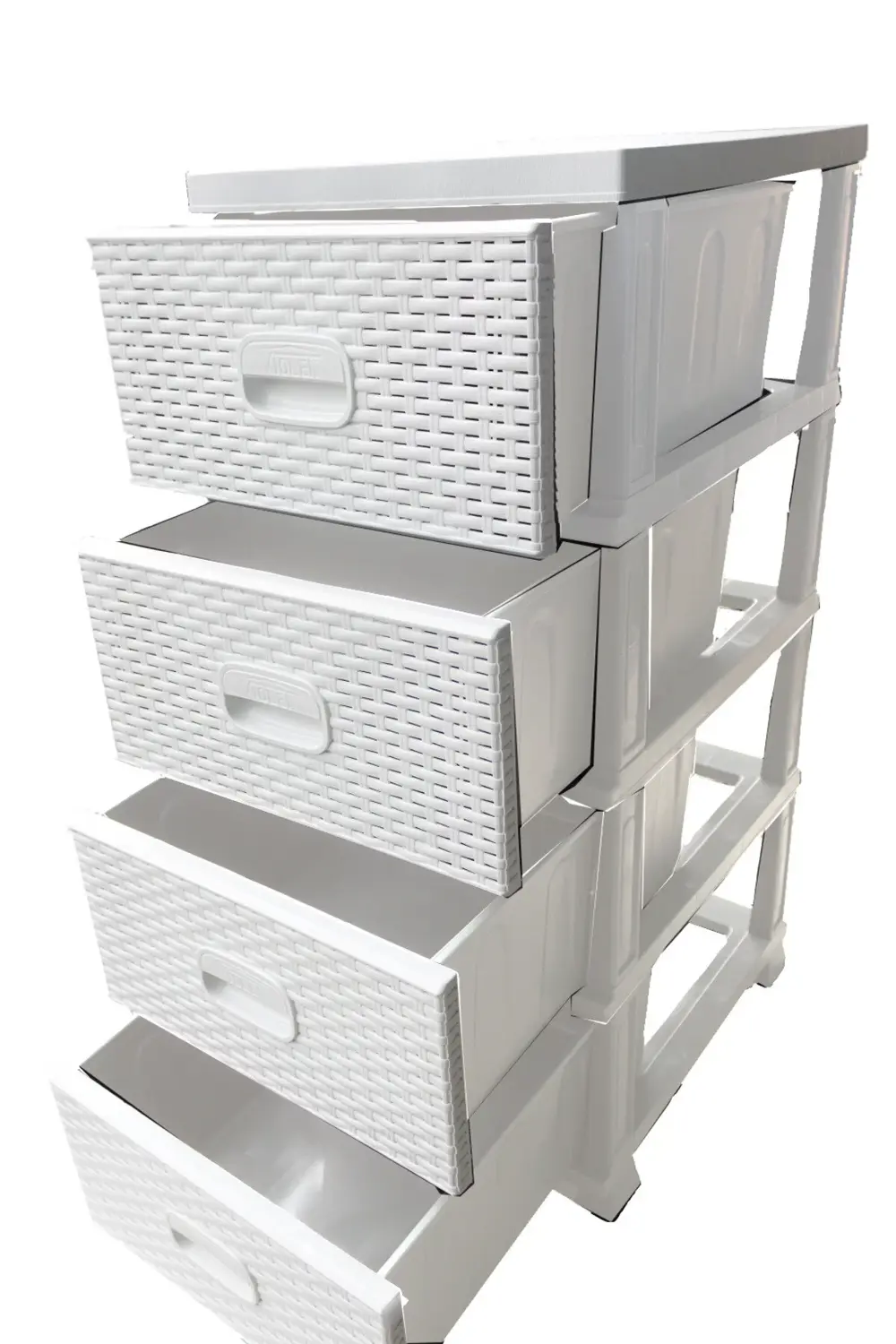 Ferah Plastik Beyaz Raddan Komodin 4 Çekmeceli Büyük Boy Modern Tasarım Plastik