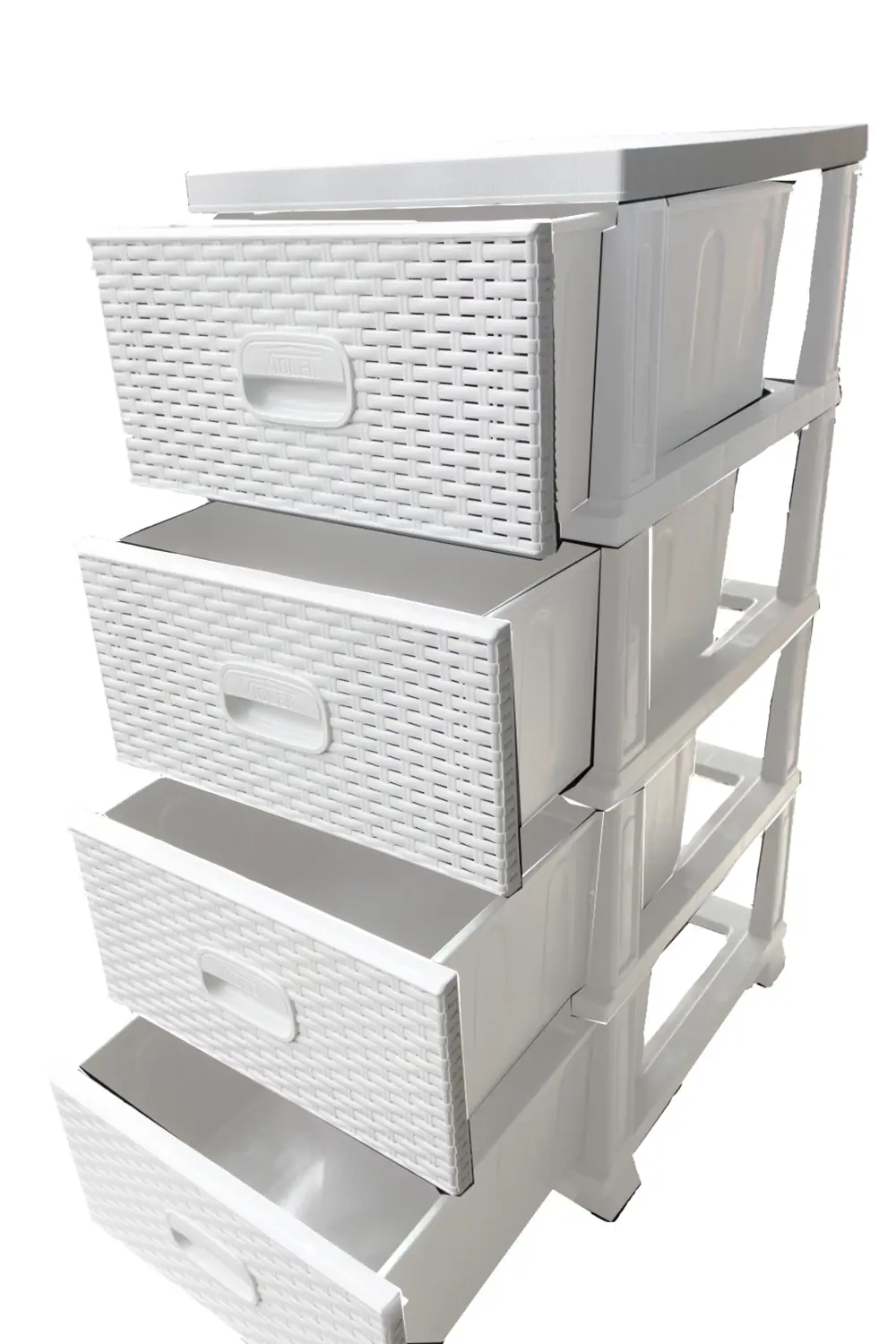 Ferah Plastik Beyaz Raddan Komodin 4 Çekmeceli Büyük Boy Modern Tasarım Plastik