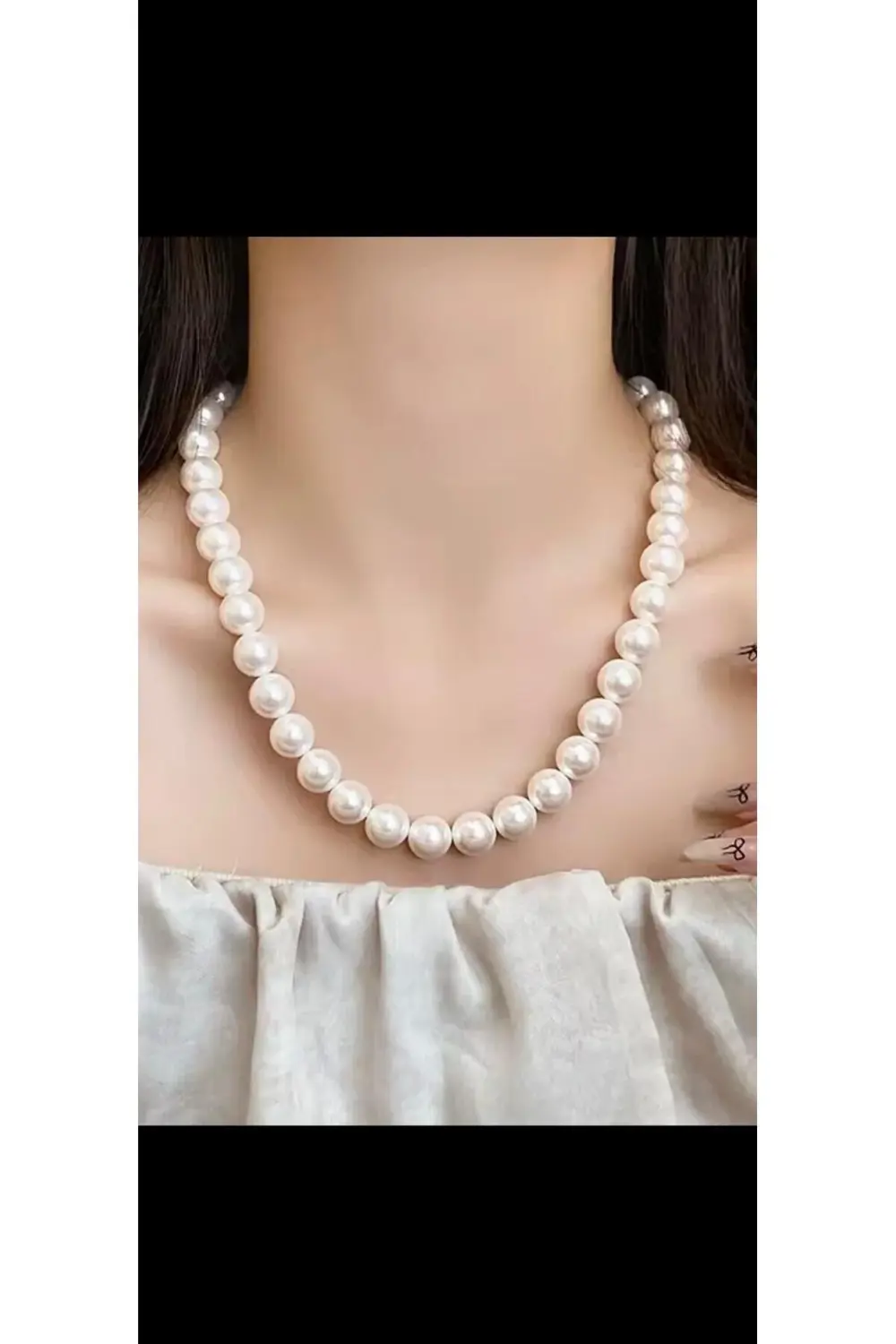 BEYAZ RENK 10MM İNCİ ZARİF KOLYE