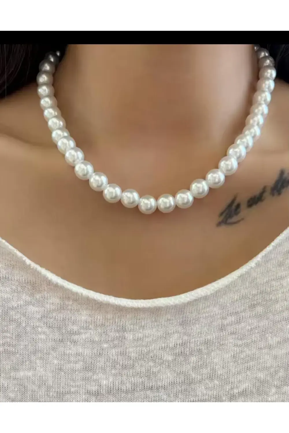 BEYAZ RENK 12 MM BÜYÜK İNCİ KOLYE