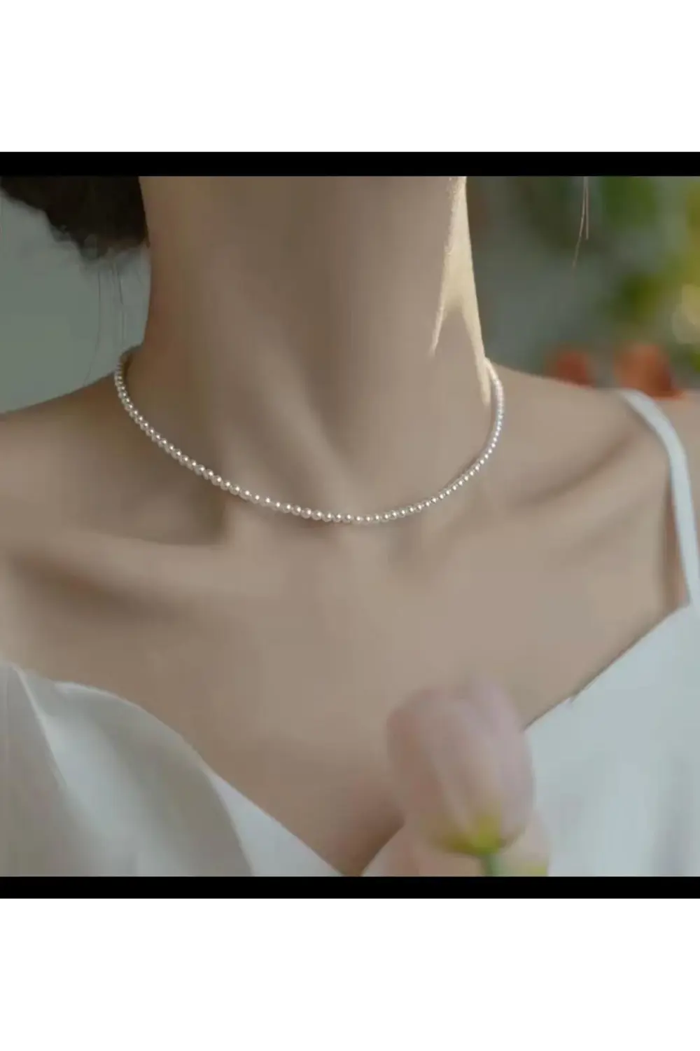 BEYAZ RENK 4 MM İNCİ ZARİF KOLYE