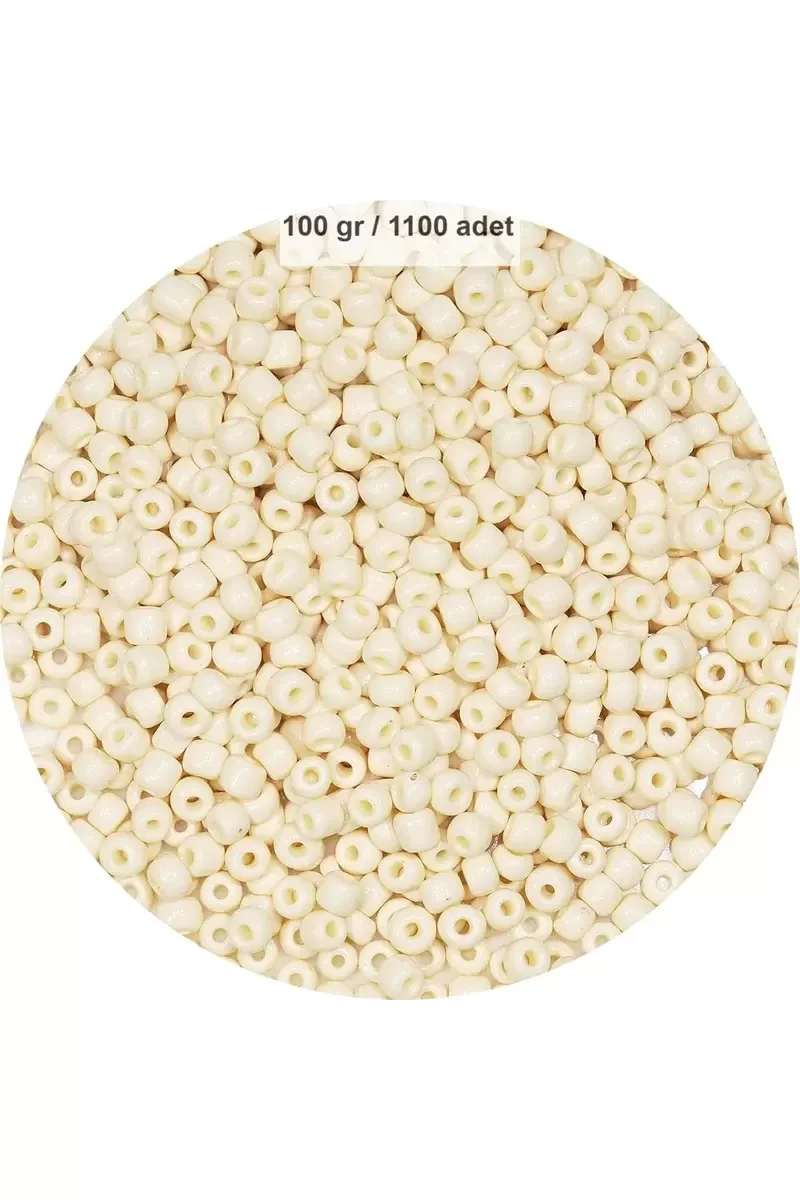Beyaz Renk 4 mm Yaklaşık 1100 adet / 100 gram Cam Boncuk Oya Yazm