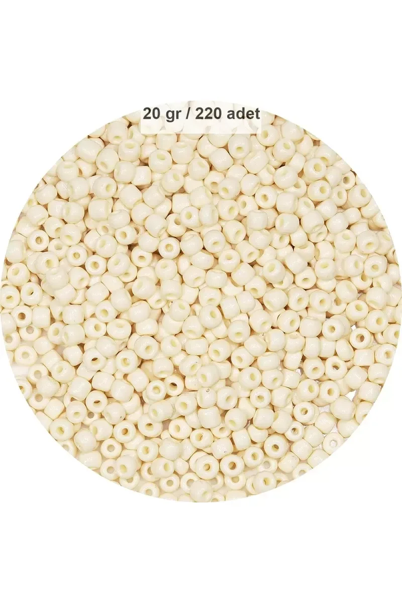 Beyaz Renk 4 mm Yaklaşık 220 adet/20 gram Cam Boncuk Oya Yazma Bi