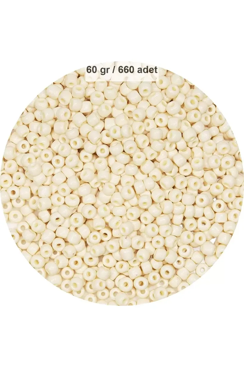 Beyaz Renk 4 mm Yaklaşık 660 adet / 60 gram Cam Boncuk Oya Yazma 