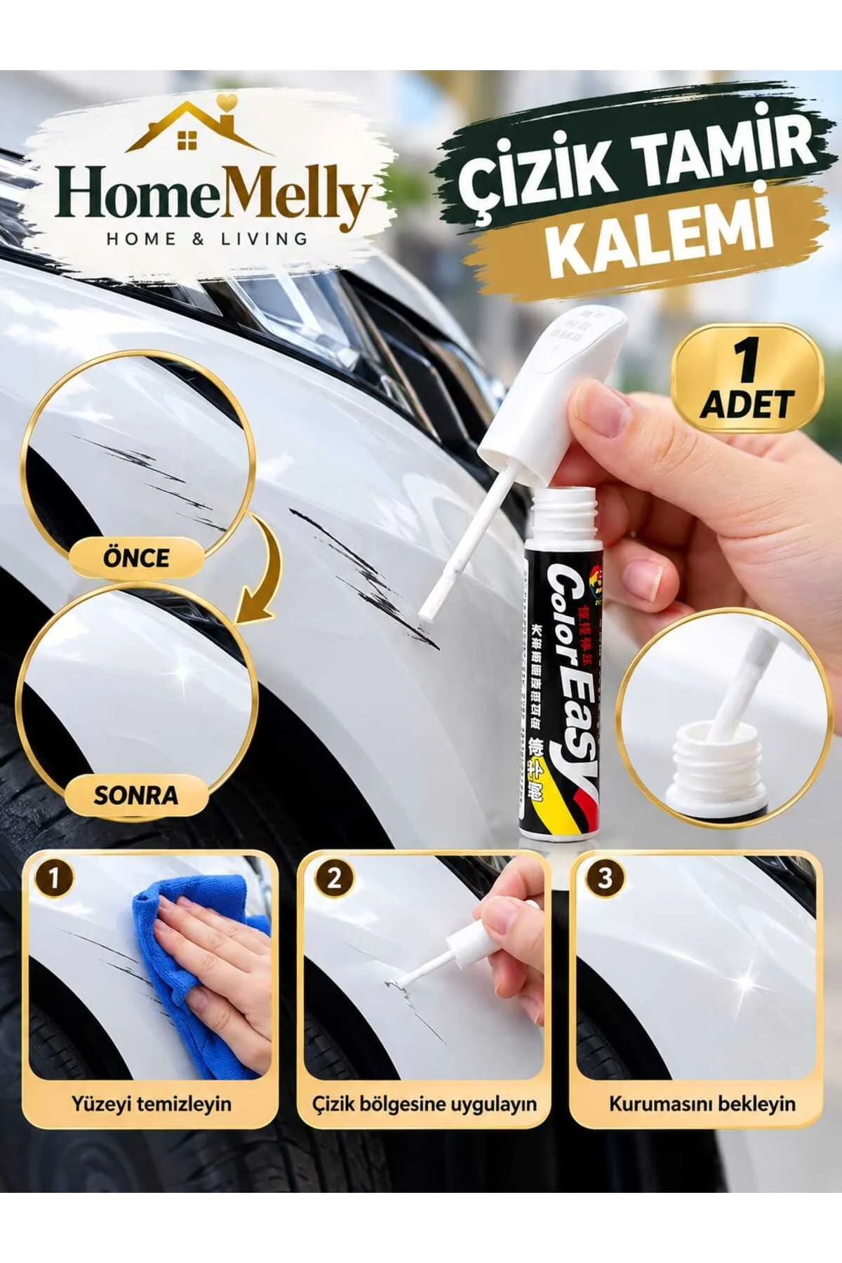 Beyaz Renk Araç Çizik Giderici Rötuş Kalemi Beyaz Renk Araç Çizik Giderici Rötuş Kalemi