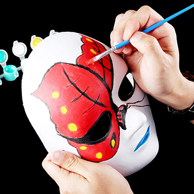 Beyaz Renk Boyanabilir Anonim Tam Yüz Cosplay Maske 24x18 cm (474