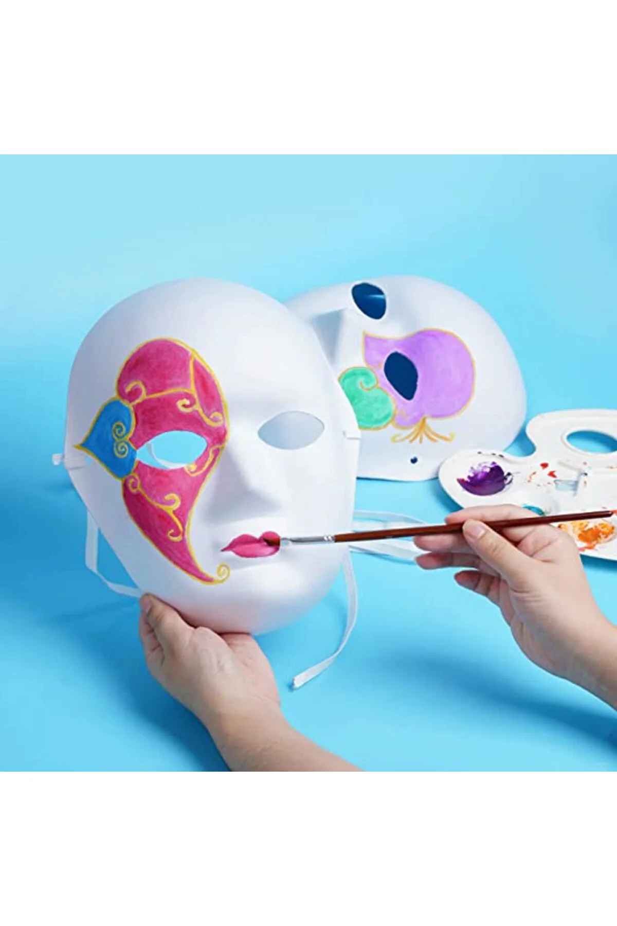 Beyaz Renk Boyanabilir Anonim Tam Yüz Cosplay Maske 24x18 cm