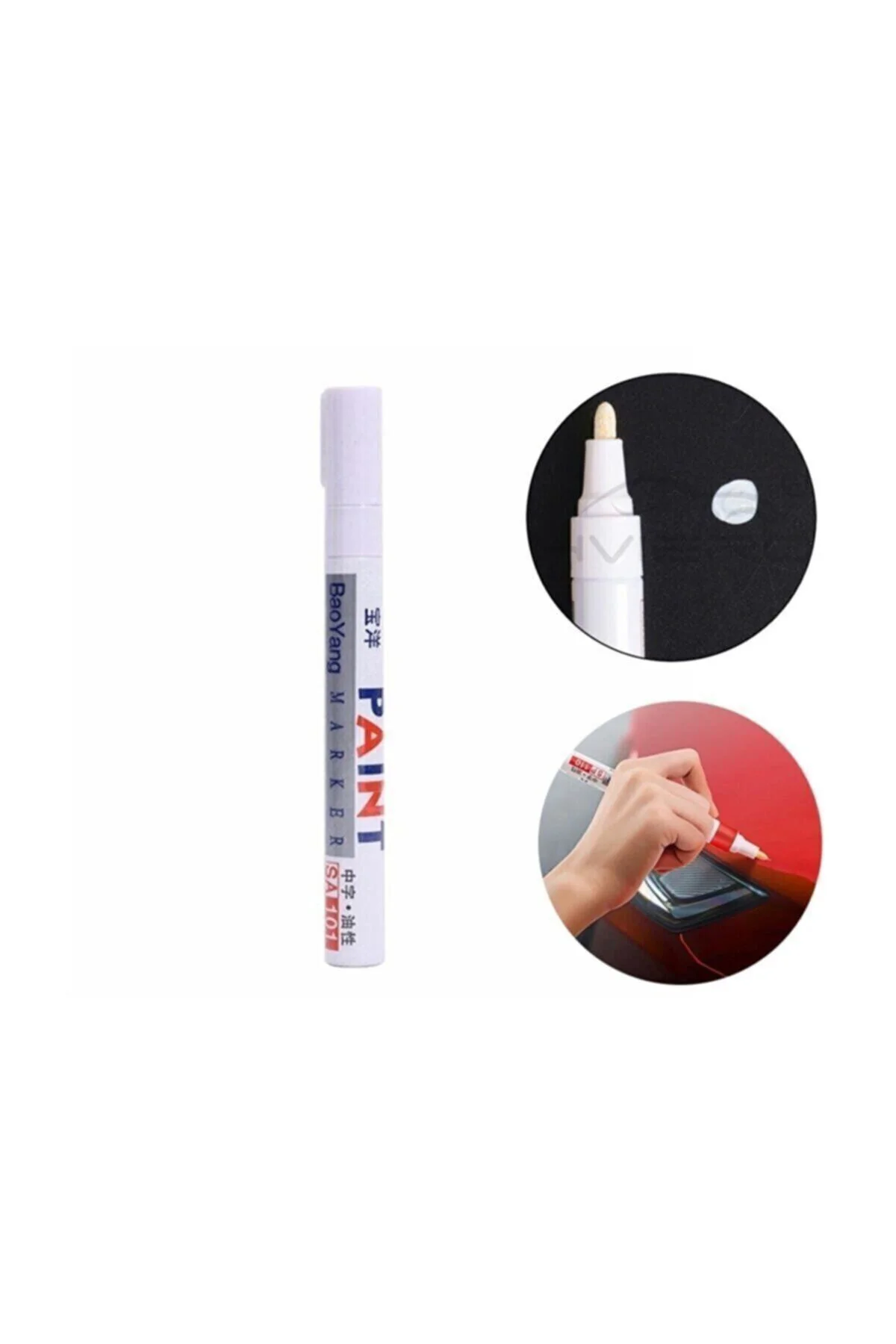 BEYAZ Renk Çıkmayan Paint Oto Rötuş Boya Kalemi Beyaz