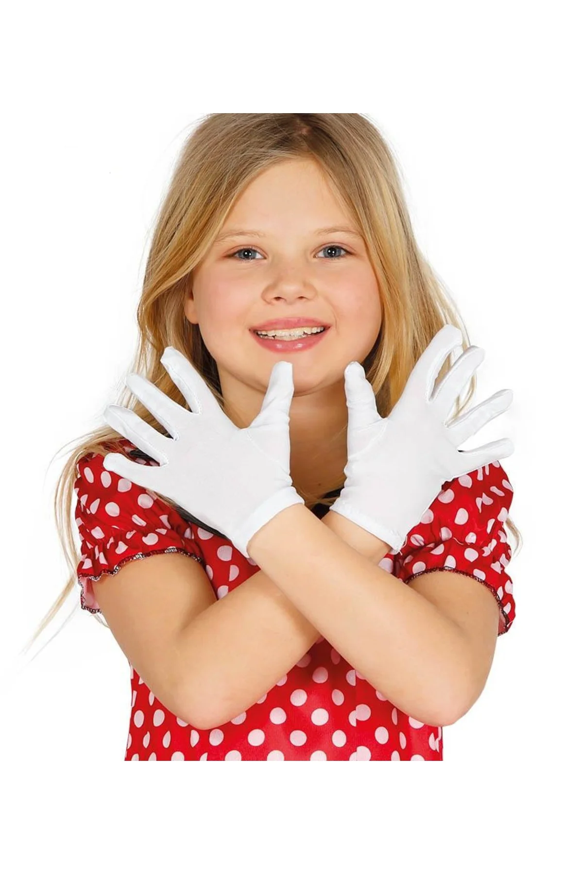 Beyaz Renk Çocuk Boy Likralı Pandomim Eldiveni GO50608782730