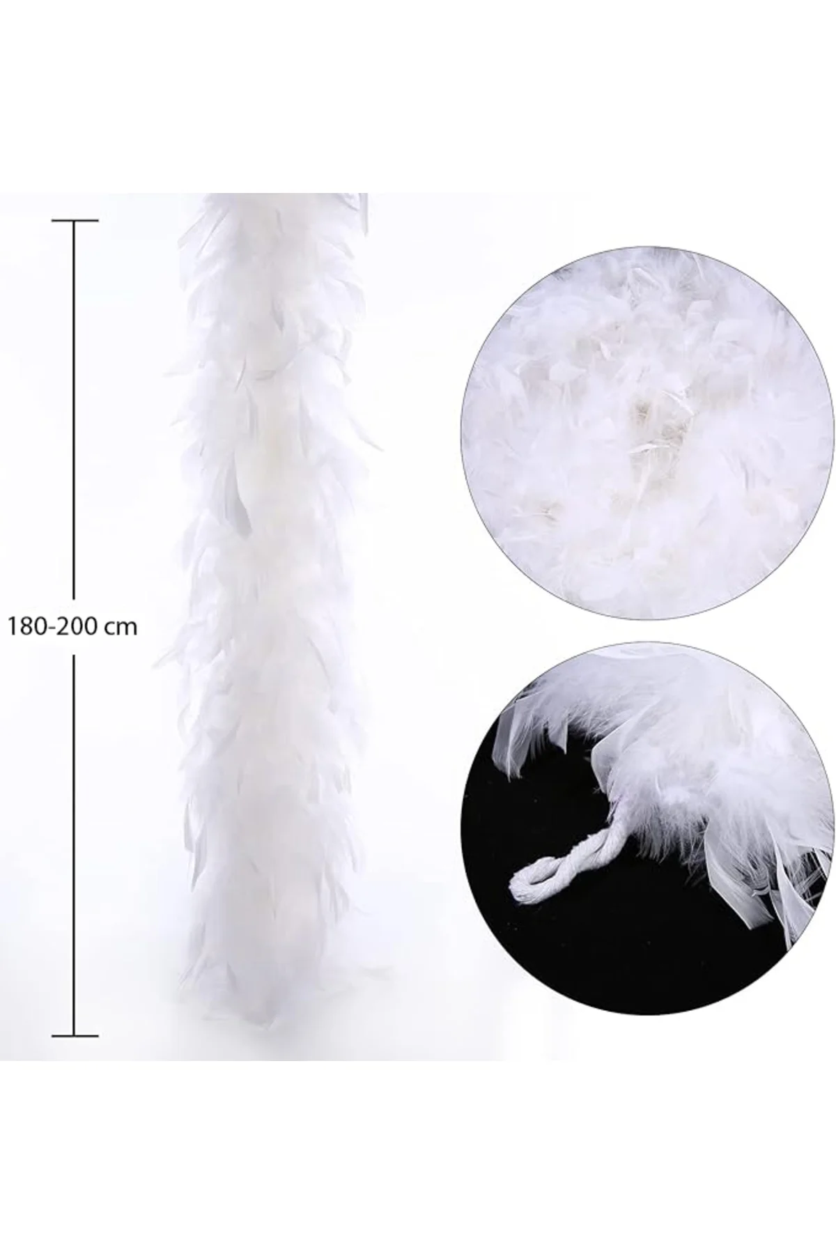 Beyaz Renk Kabarık Kalın Otriş Boa Tüy 6 cm Genişlik 180-200 cm U