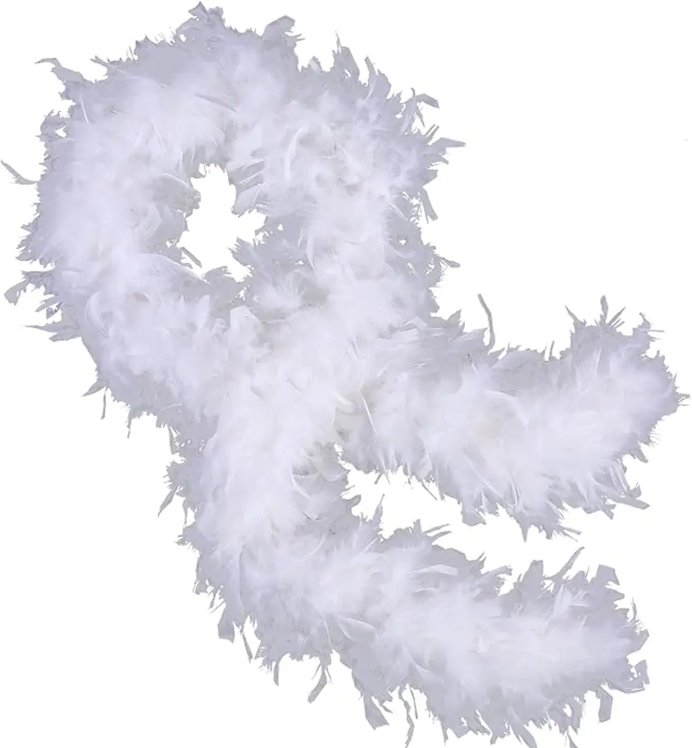 Beyaz Renk Kabarık Kalın Otriş Boa Tüy 6 cm Genişlik 180-200 cm U