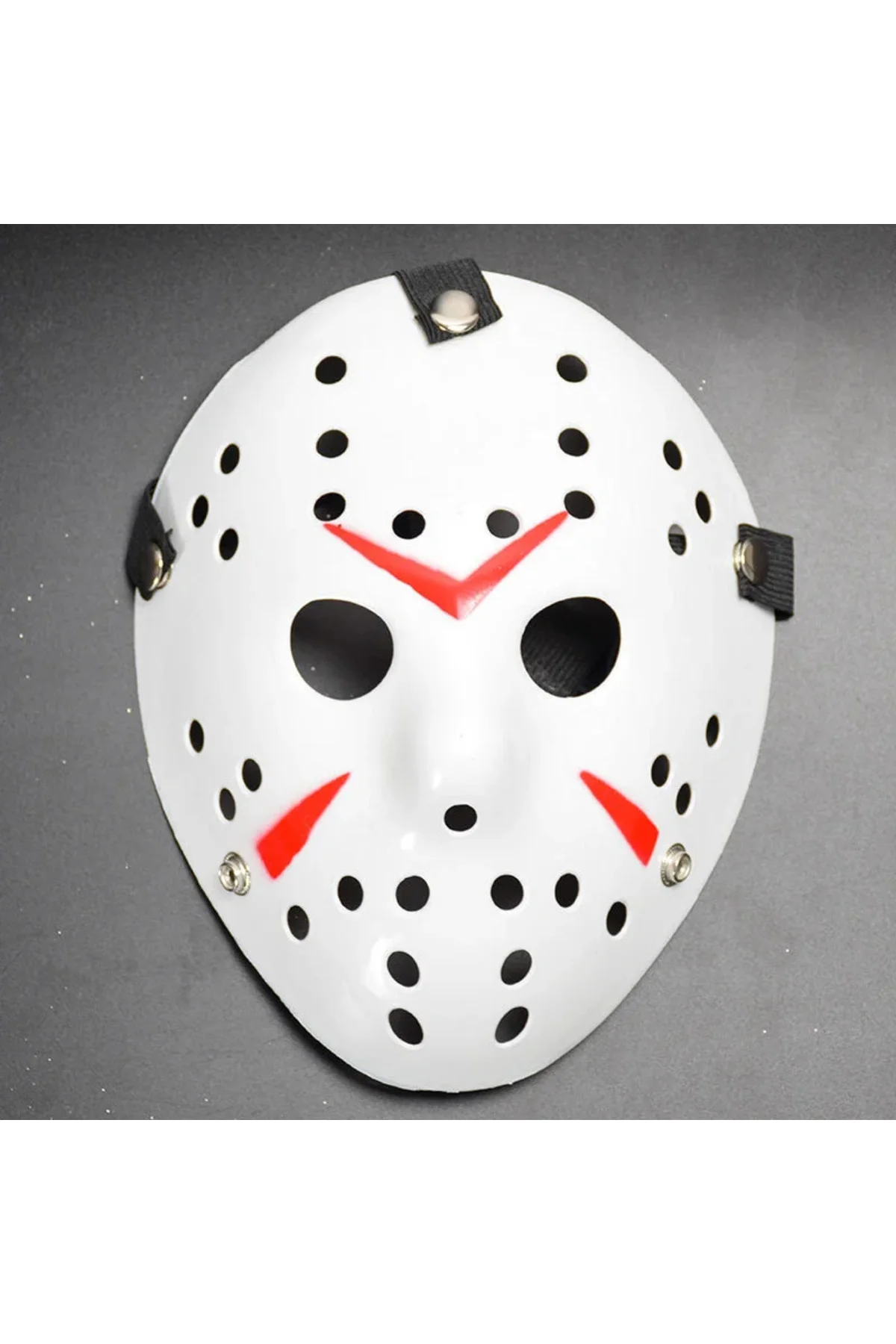Beyaz Renk Kırmızı Çizgili Tam Yüz Hokey Jason Maskesi Hannibal Maskesi Beyaz Renk Kırmızı Çizgili Tam Yüz Hokey Jason Maskesi Hannibal Maskesi