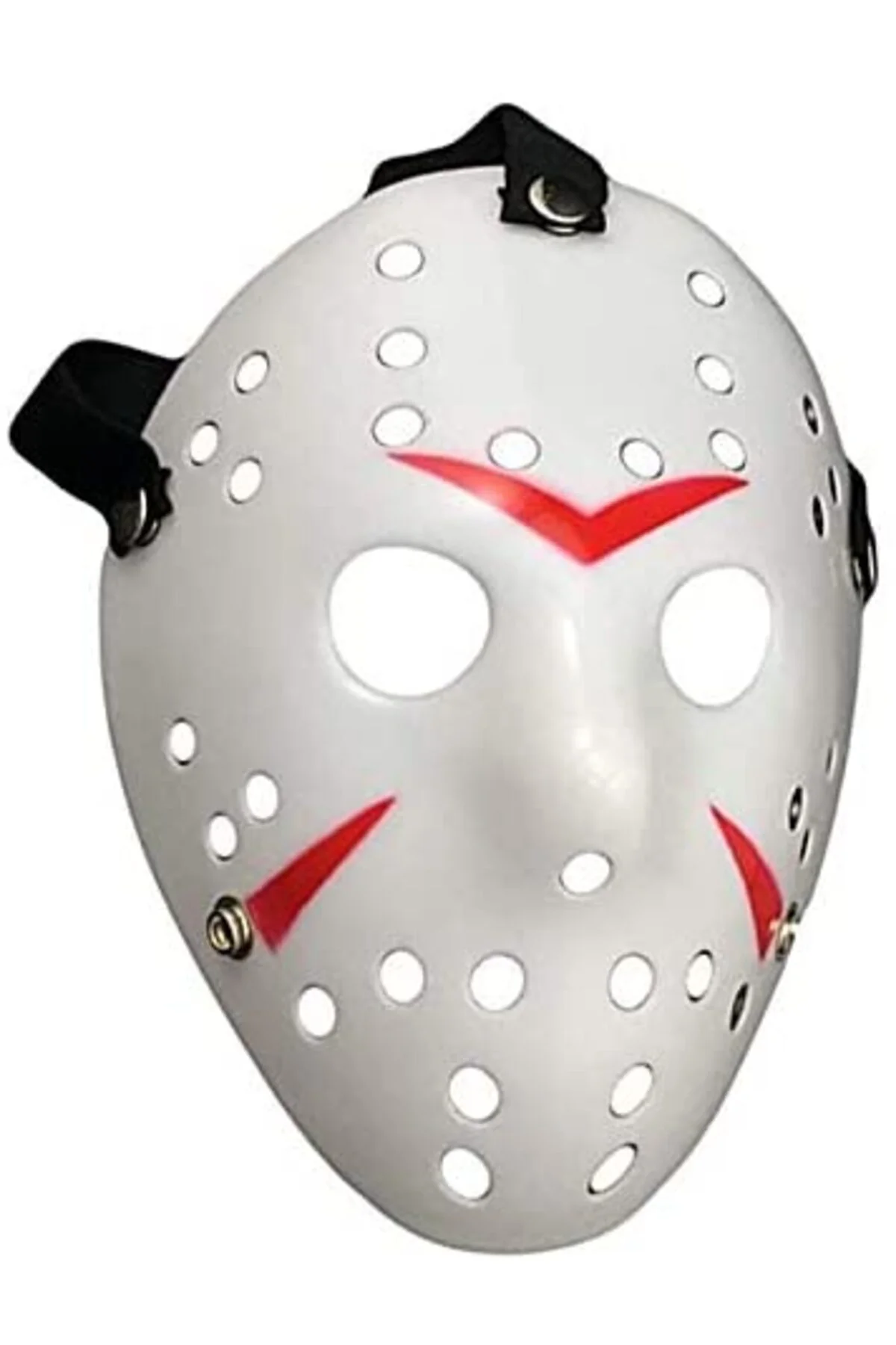 Beyaz Renk Kırmızı Çizgili Tam Yüz Hokey Jason Maskesi Hannibal M