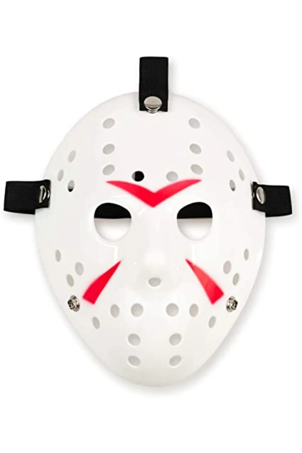 Beyaz Renk Kırmızı Çizgili Tam Yüz Hokey Jason Maskesi Hannibal M