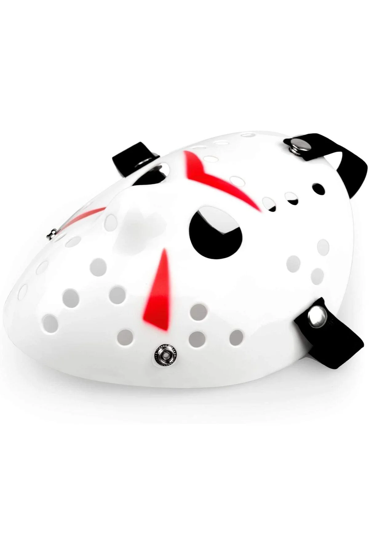 Beyaz Renk Kırmızı Çizgili Tam Yüz Hokey Jason Maskesi Hannibal M