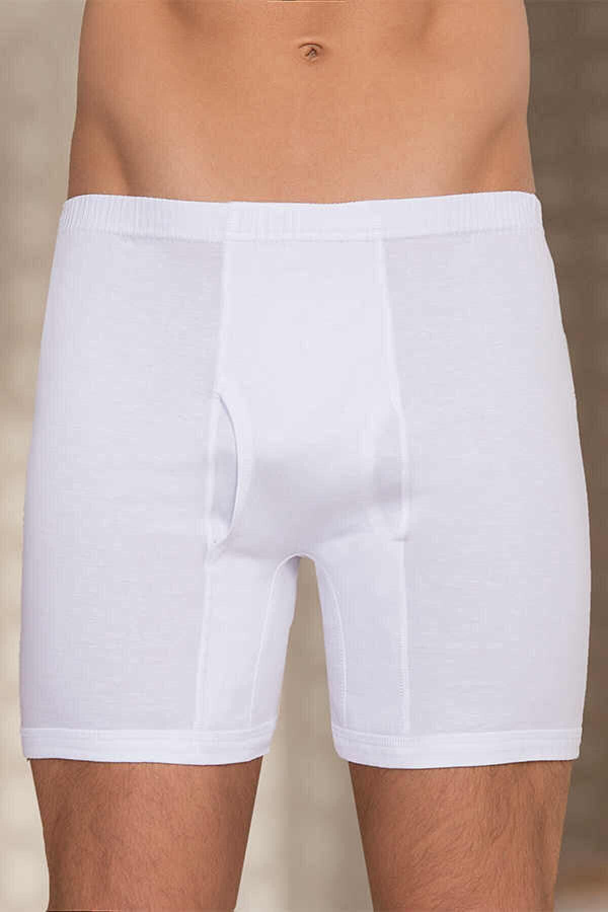 Beyaz Renk Paçalı Boxer