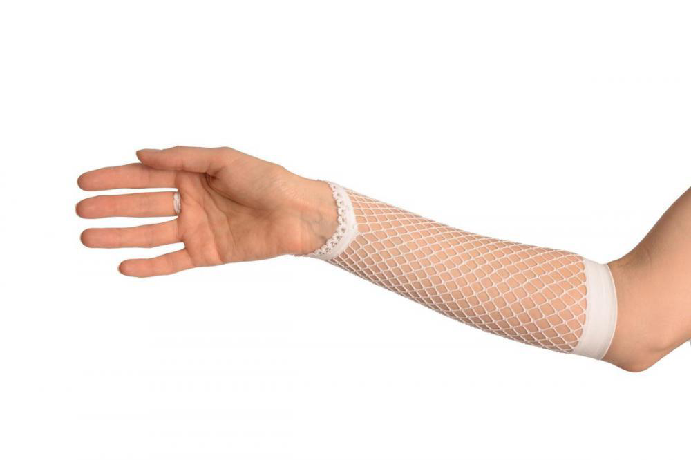 Beyaz Renk Parmak Arası File Örgü Eldiven 26 cm Beyaz Renk Parmak Arası File Örgü Eldiven 26 cm